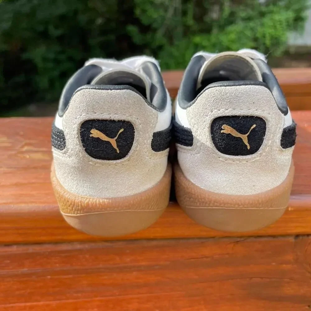 Puma Palermo Leather Toddler 8 White and Black Easy On